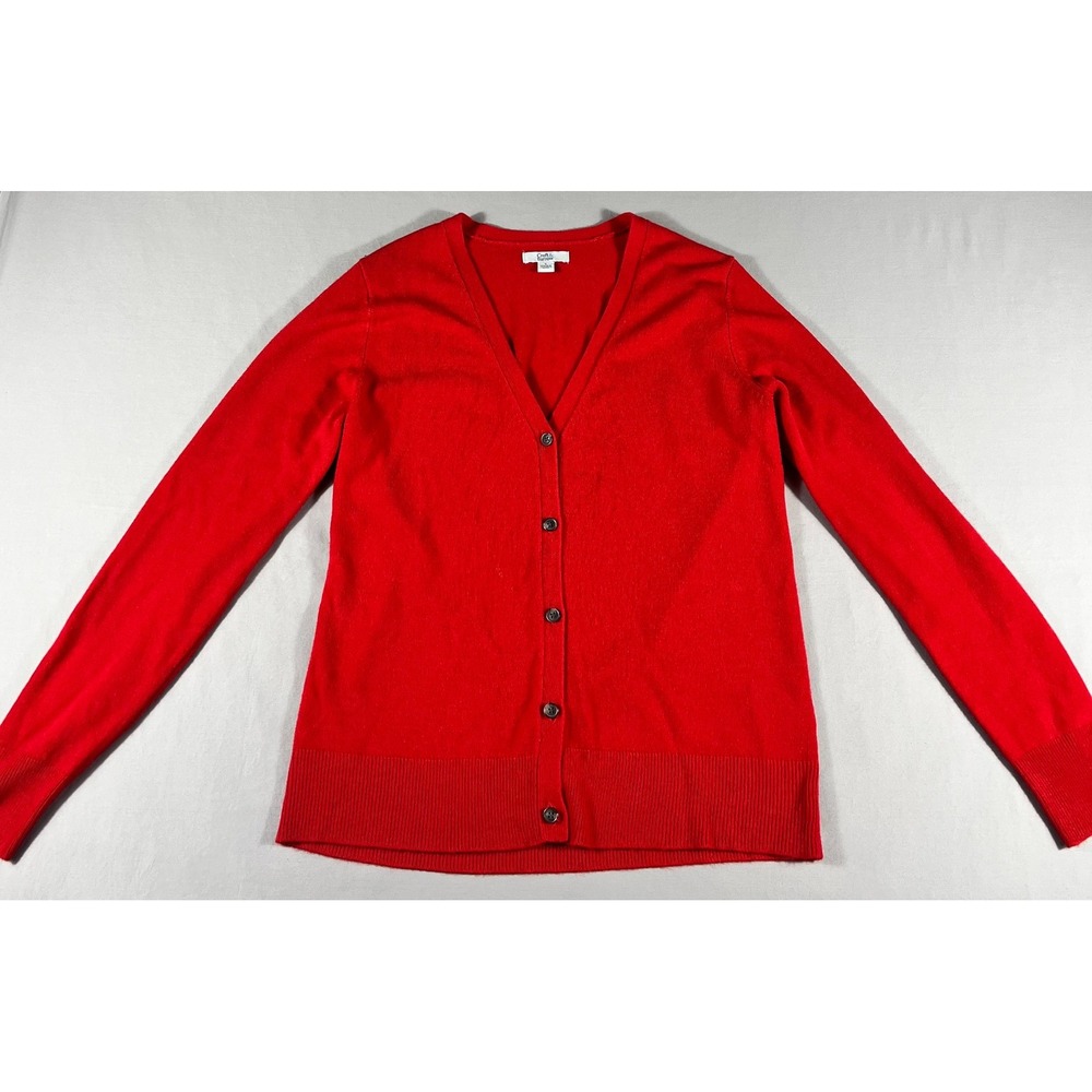 Croft & Barrow Womens Red V-Neck Button Front Long Sleeve Knit Cardigan Size S - Picture 2 of 11